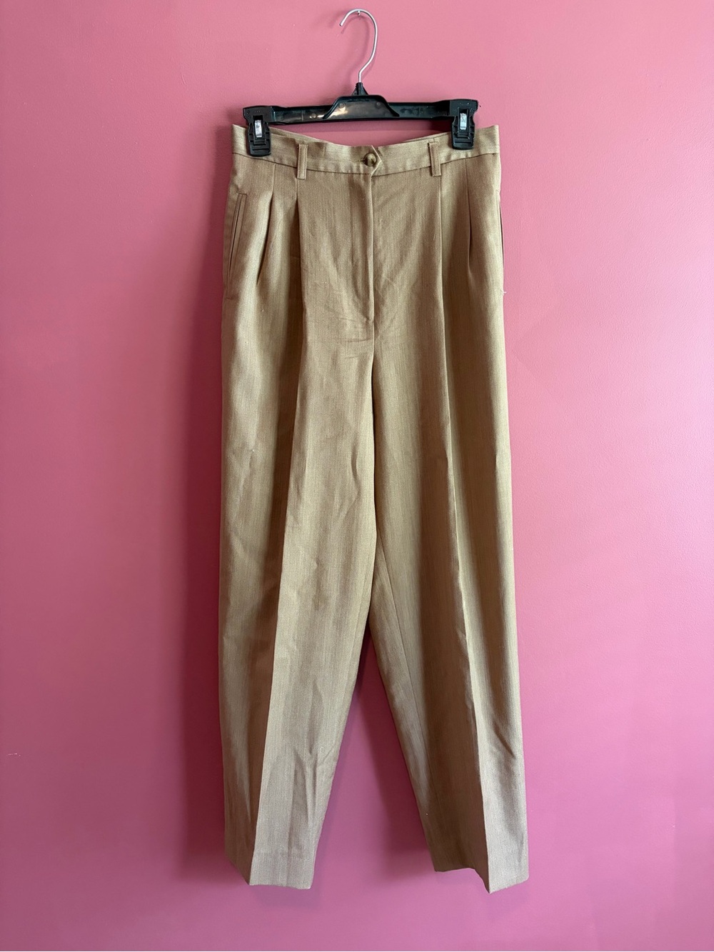 High-Rise Tan Pleated Trousers